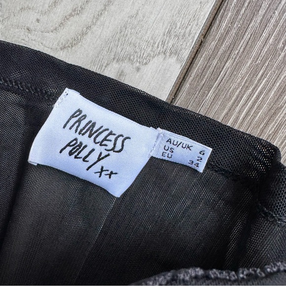 Princess Polly Beverly Long Sleeve Top Black Eco | Size: 2 | Like New - Picture 3 of 8